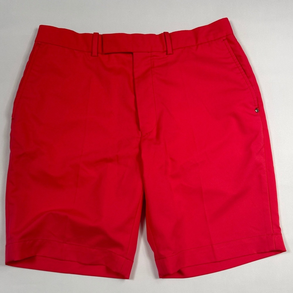 RLX Ralph Lauren Mens Size 33 Red Performance Golf Shorts Flat Front Activewear